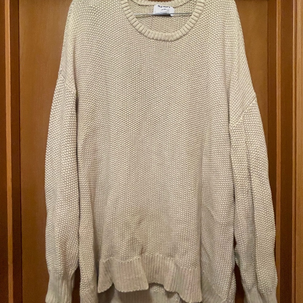 Old Navy Men's Cream Crewneck Sweater